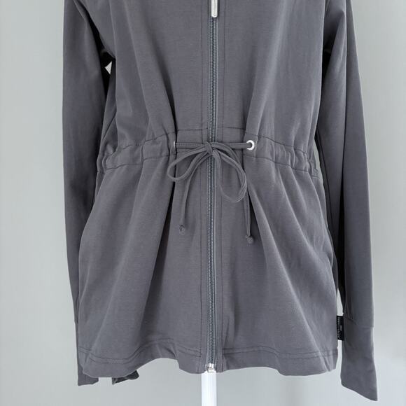 Jasper Conran Large Zip-Up Hoodie Jacket Drawstring Waist Gray Pink Minimalist - Picture 10 of 13